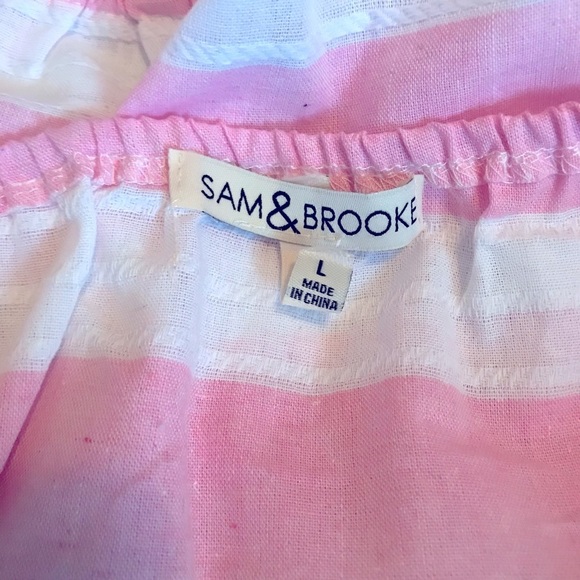 Francesca’s Helene Pink Striped Crop Top Size Large - Picture 6 of 8